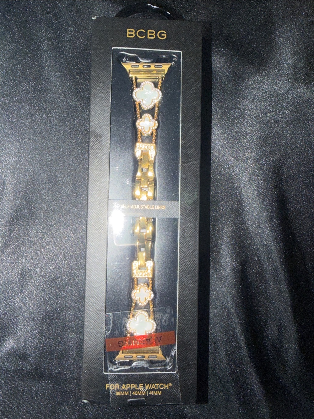 BCBG Gold and White Floral Link Bracelet Apple Watch Band